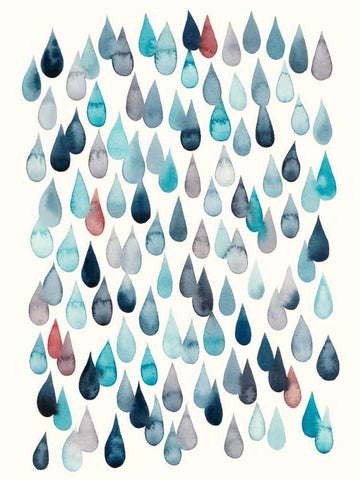 Watercolor Drops II White Modern Wood Framed Art Print with Double Matting by Popp, Grace