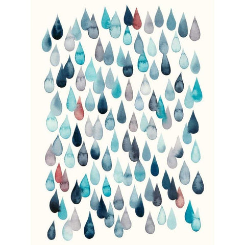 Watercolor Drops II Black Modern Wood Framed Art Print by Popp, Grace