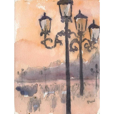 Venice Watercolors I Black Modern Wood Framed Art Print with Double Matting by Dixon, Samuel