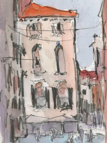 Venice Watercolors III White Modern Wood Framed Art Print with Double Matting by Dixon, Samuel