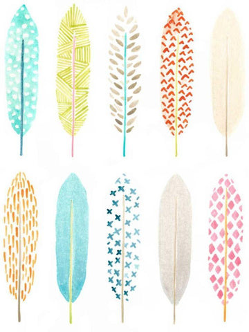 Feather Patterns I White Modern Wood Framed Art Print with Double Matting by Vess, June Erica