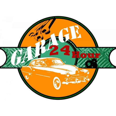 Garage Sign I Gold Ornate Wood Framed Art Print with Double Matting by Studio W