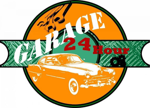 Garage Sign I Black Ornate Wood Framed Art Print with Double Matting by Studio W