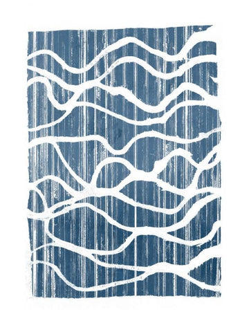 Exverse Indigo White Modern Wood Framed Art Print with Double Matting by Goldberger, Jennifer