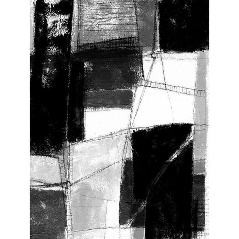 Dynamic Deconstruct I Black Modern Wood Framed Art Print with Double Matting by Goldberger, Jennifer