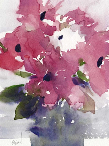 Floral Between I White Modern Wood Framed Art Print with Double Matting by Dixon, Samuel