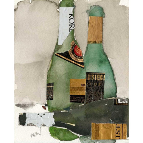 After the Bubbly II Gold Ornate Wood Framed Art Print with Double Matting by Dixon, Samuel