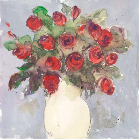 Watercolor Bouquet I White Modern Wood Framed Art Print by Dixon, Samuel