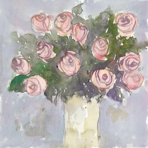 Watercolor Bouquet II White Modern Wood Framed Art Print with Double Matting by Dixon, Samuel