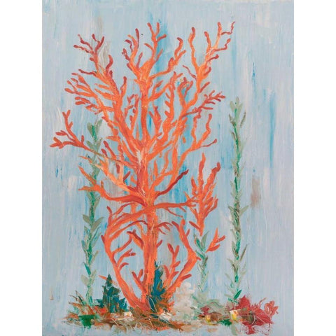 Painterly Coral II Black Modern Wood Framed Art Print by Brewington, Olivia
