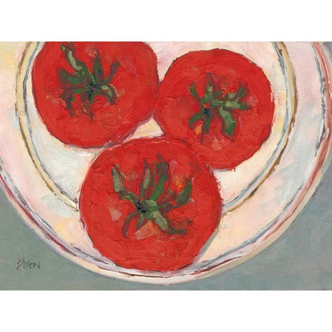 Plate with Tomato White Modern Wood Framed Art Print by Dixon, Samuel