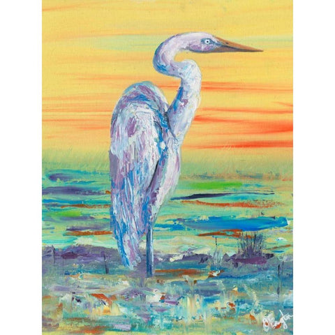 Egret Sunset I Black Modern Wood Framed Art Print by Brewington, Olivia