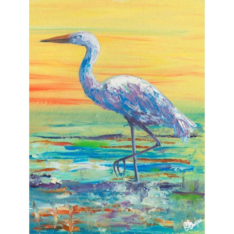 Egret Sunset II Black Modern Wood Framed Art Print by Brewington, Olivia