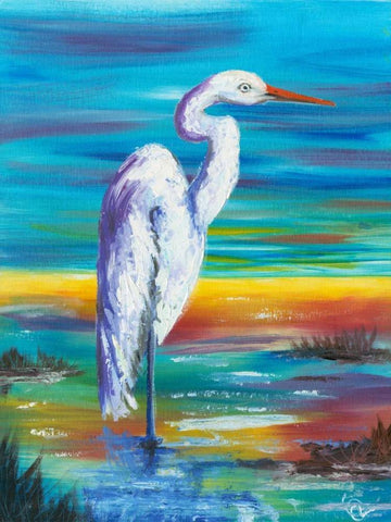 Yellow Heron I White Modern Wood Framed Art Print with Double Matting by Brewington, Olivia