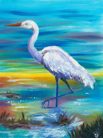 Yellow Heron II Black Ornate Wood Framed Art Print with Double Matting by Brewington, Olivia