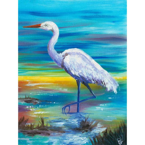 Yellow Heron II Black Modern Wood Framed Art Print with Double Matting by Brewington, Olivia