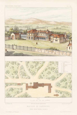 Habitations Modernes I Black Ornate Wood Framed Art Print with Double Matting by Morel, A.