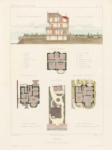 Habitations Modernes V White Modern Wood Framed Art Print with Double Matting by Morel, A.
