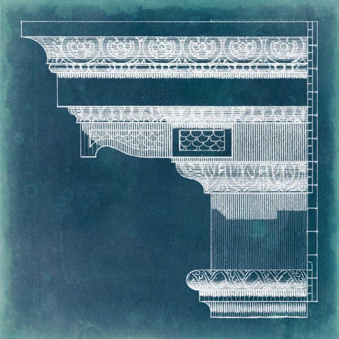 Capital Blueprint III Black Ornate Wood Framed Art Print with Double Matting by Vision Studio