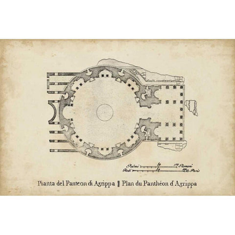Plan for the Pantheon Black Modern Wood Framed Art Print by Unknown