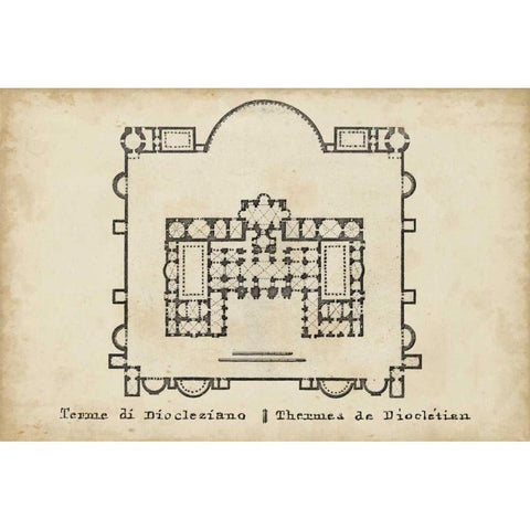 Plan for the Baths of Diocletian White Modern Wood Framed Art Print by Unknown
