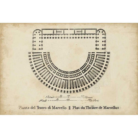 Plan for the Theatre of Marcellus White Modern Wood Framed Art Print by Unknown
