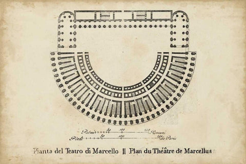 Plan for the Theatre of Marcellus Black Ornate Wood Framed Art Print with Double Matting by Unknown