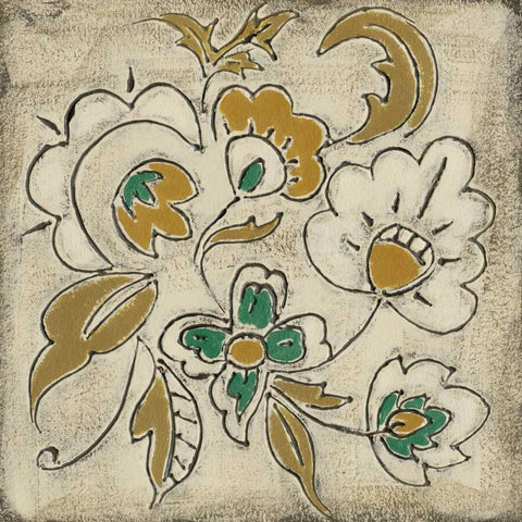 Earthenware Floral III Black Ornate Wood Framed Art Print with Double Matting by Zarris, Chariklia