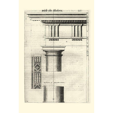 Custom Ancient Architecture VIII Black Modern Wood Framed Art Print by Evelyn, John