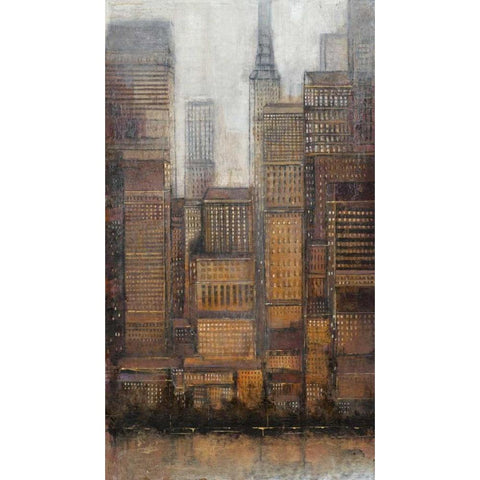 Uptown City I Black Modern Wood Framed Art Print with Double Matting by OToole, Tim