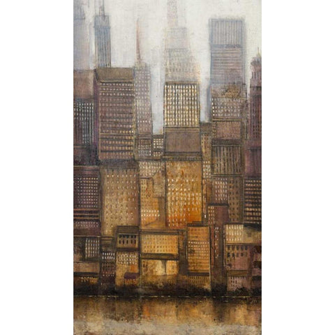 Uptown City II Black Modern Wood Framed Art Print with Double Matting by OToole, Tim