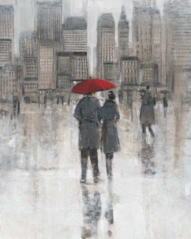 Rain in The City I White Modern Wood Framed Art Print with Double Matting by OToole, Tim