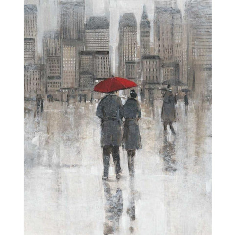 Rain in The City I Black Modern Wood Framed Art Print by OToole, Tim
