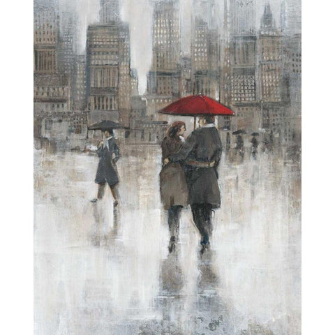 Rain in The City II Gold Ornate Wood Framed Art Print with Double Matting by OToole, Tim