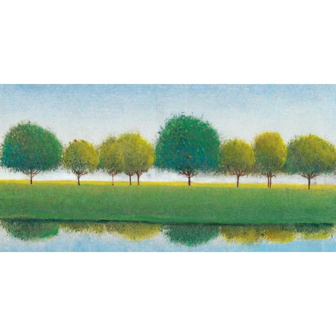 Trees in a Line II Black Modern Wood Framed Art Print with Double Matting by OToole, Tim