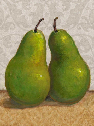 Pear Duo I Black Ornate Wood Framed Art Print with Double Matting by OToole, Tim