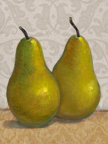 Pear Duo II Black Ornate Wood Framed Art Print with Double Matting by OToole, Tim