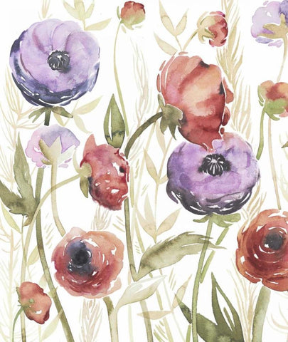 Jeweltoned Blossoms II White Modern Wood Framed Art Print with Double Matting by Popp, Grace