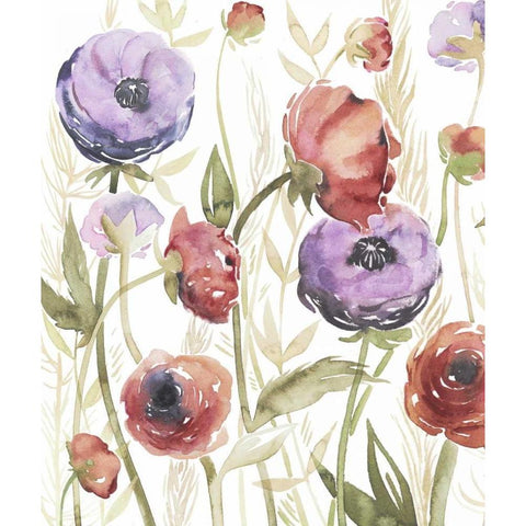 Jeweltoned Blossoms II White Modern Wood Framed Art Print by Popp, Grace