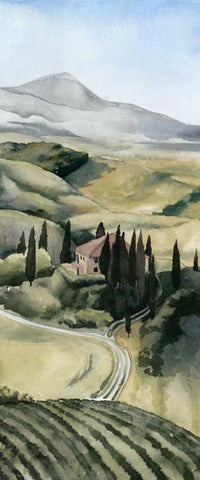 Watercolor Tuscany I White Modern Wood Framed Art Print with Double Matting by Popp, Grace