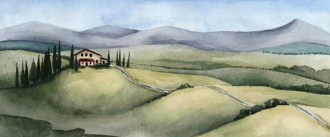 Watercolor Tuscany III Black Ornate Wood Framed Art Print with Double Matting by Popp, Grace