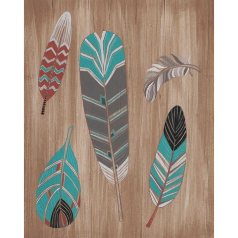 Driftwood Feathers I Black Modern Wood Framed Art Print with Double Matting by Vess, June Erica