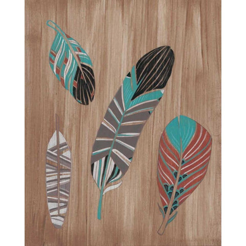 Driftwood Feathers II White Modern Wood Framed Art Print by Vess, June Erica