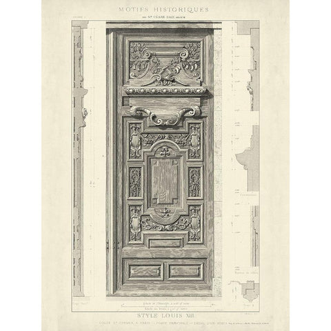 Custom Motifs Historiques III Black Modern Wood Framed Art Print with Double Matting by Unknown