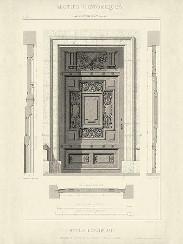 Custom Motifs Historiques IV White Modern Wood Framed Art Print with Double Matting by Unknown