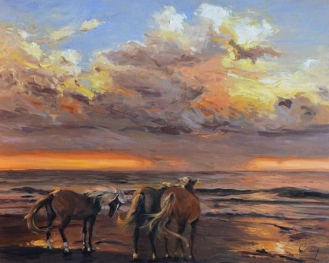 Threes a Crowd Black Ornate Wood Framed Art Print with Double Matting by Larivey, Chuck