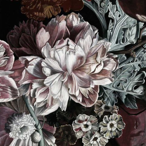 Marsala Bouquet I White Modern Wood Framed Art Print with Double Matting by McCavitt, Naomi