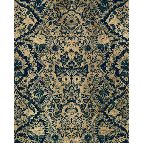 Baroque Tapestry in Aged Indigo I Gold Ornate Wood Framed Art Print with Double Matting by Vision Studio