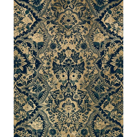 Baroque Tapestry in Aged Indigo I Black Modern Wood Framed Art Print with Double Matting by Vision Studio