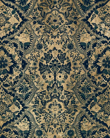 Baroque Tapestry in Aged Indigo I Black Ornate Wood Framed Art Print with Double Matting by Vision Studio